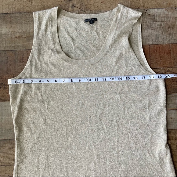 Lafayette 148 New York Scoop Neck Sleeveless Tank Top XL Shimmer Gold - Picture 4 of 7